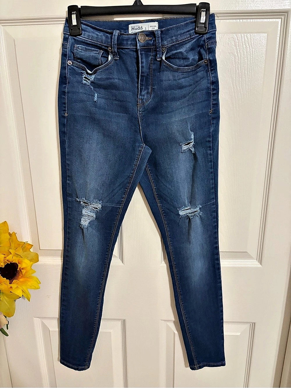 Mudd High-Rise Jean Jegging Distressed Blue Waist 3